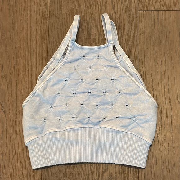 FREE PEOPLE | NWOT Eyelet Sports Bra in Light Blue * - Picture 2 of 3